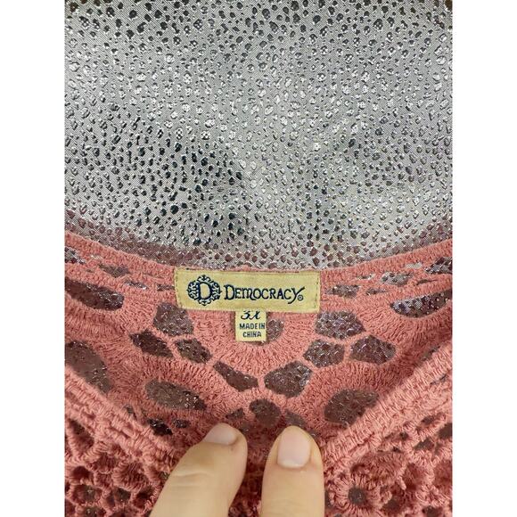 Democracy Corral Pink Crochet Beach Layering Top Boho Vacation Cotton Womens 3XL - Picture 2 of 6